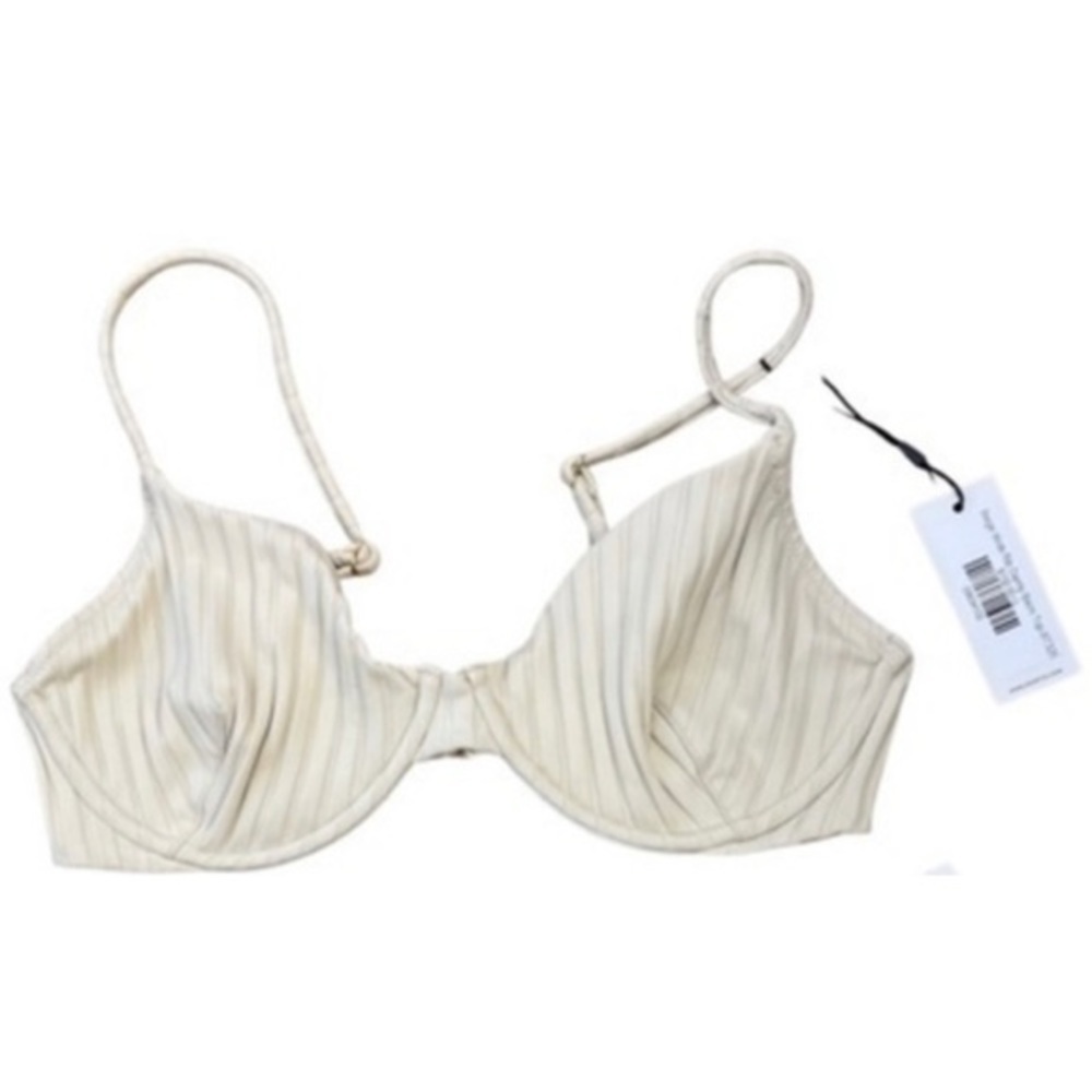 Montce • Dainty Rib Underwire Bikini Top Cream Wide Rib L NWT - Picture 2 of 5
